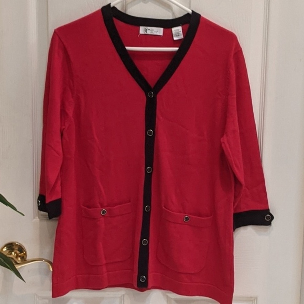Greg Norman Women's Red Button Down Cardigan Size Lg
